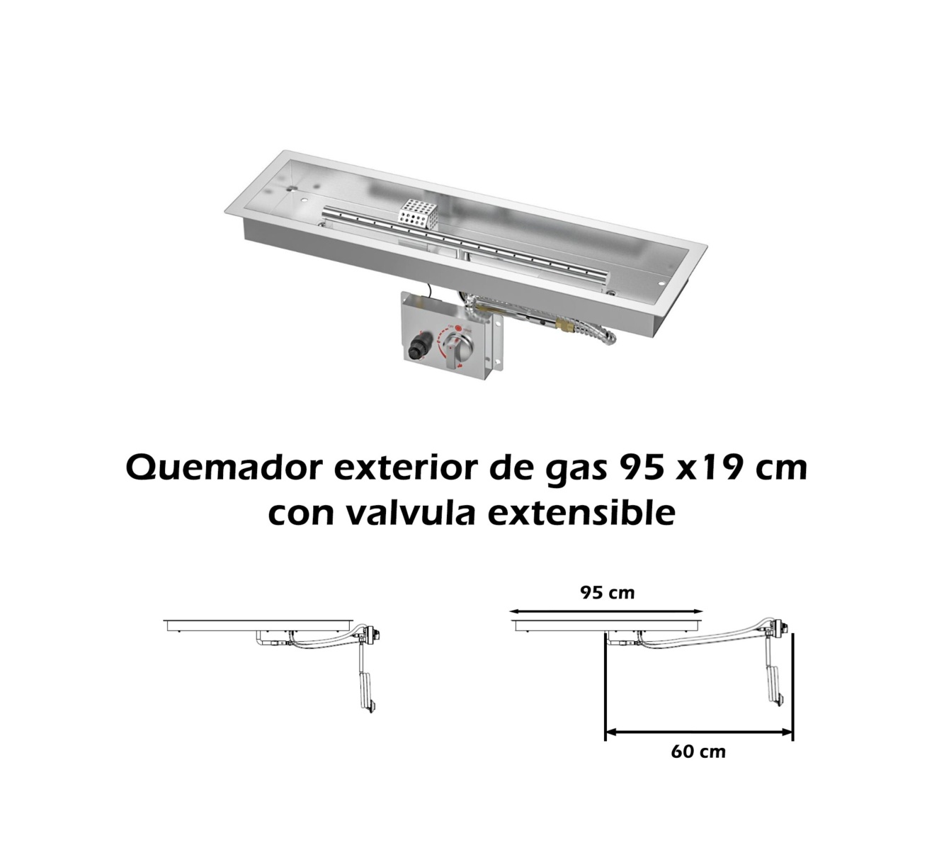 Quemador de gas rectangular 950X190 LPG - Imagen 6