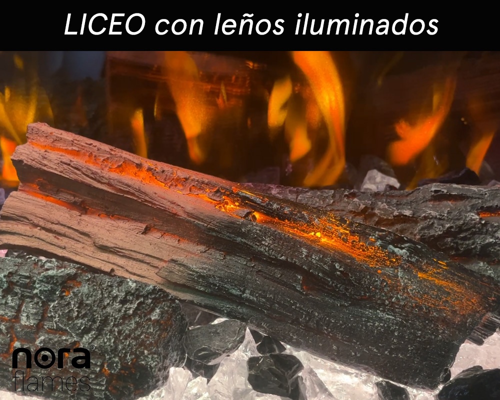 Chimenea eléctrica LICEO 150 con troncos iluminados - Imagen 6